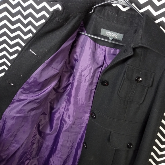 Kenneth Cole women's long wool blend winter pea coat p coat jacket size 10 - cr - Picture 4 of 5